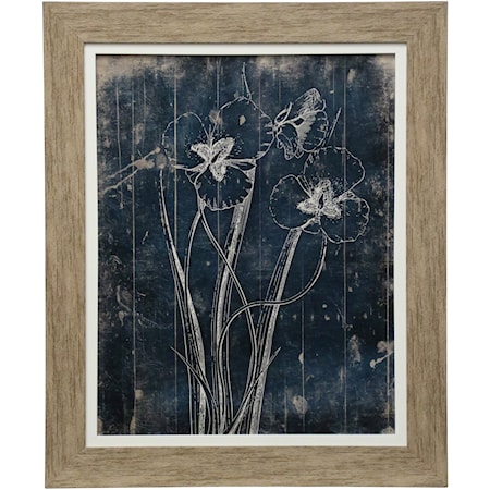 Blue Floral Textured Framed Print